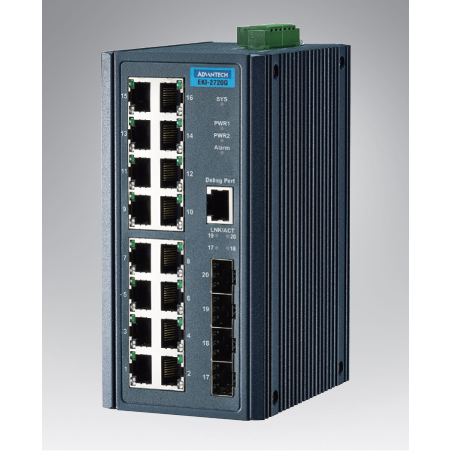 Advantech 16GE+4SFP Port Gigabit Unmanaged Industrial Switch