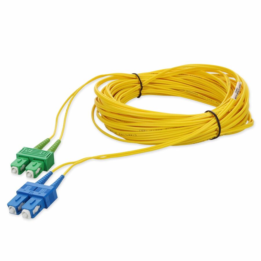 AddOn 15m ASC to SC Yellow OS2 Duplex OFNR (Riser-Rated) SMF (Single Mode) Fiber Patch Cable, 9/125