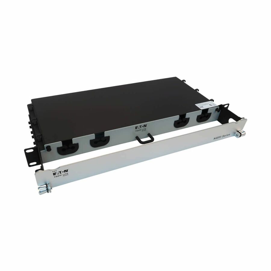 Eaton Tripp Lite Series Preloaded Fiber Panel, 1U - 2x (24F MTP/MPO-PC to 12x LC Duplex F/M) 24F Trunk Cables, OM4 Multimode, 10 m (32.8 ft.)