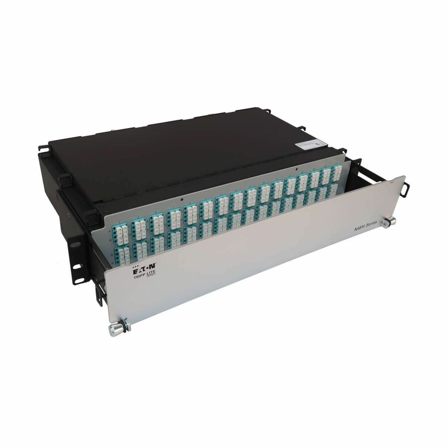 Eaton Tripp Lite Series Preloaded Fiber Patch Panel, 2U - 32x (12F MTP/MPO-PC to 4x LC Duplex F/F) 8F Trunk Cables, OM4 Multimode, 3 m (9.8 ft.)