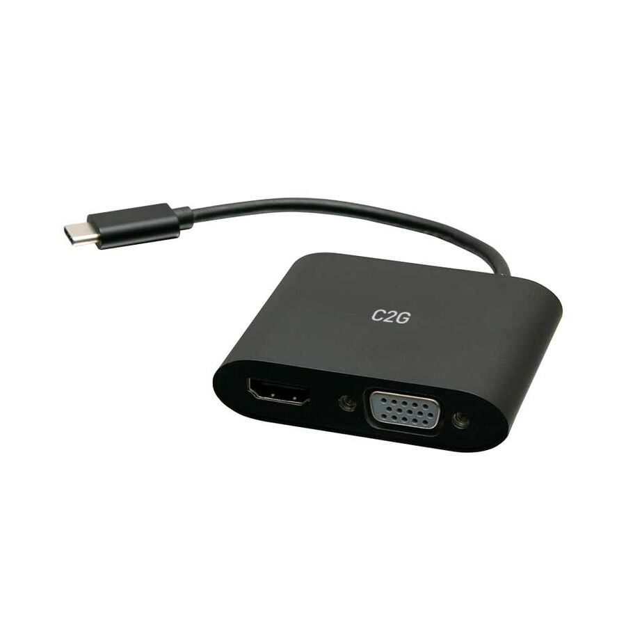 C2G USB C to HDMI & VGA Dual Monitor Adapter - 4K 30Hz - Black