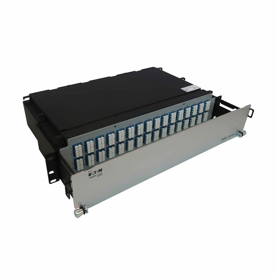 Eaton Tripp Lite Series Preloaded Fiber Patch Panel, 2U - 32x (12F MTP/MPO-APC to 4x LC Duplex F/F) 8F Trunk Cables, OS2 Singlemode, 3 m (9.8 ft.)