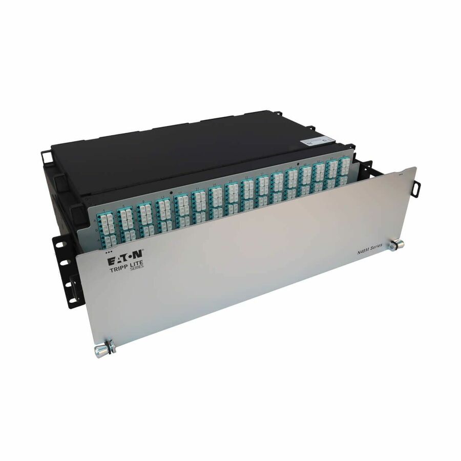 Eaton Tripp Lite Series Preloaded Fiber Patch Panel, 3U - 64x (12F MTP/MPO-PC to 4x LC Duplex F/F) 8F Trunk Cables, OM4 Multimode, 3 m (9.8 ft.)