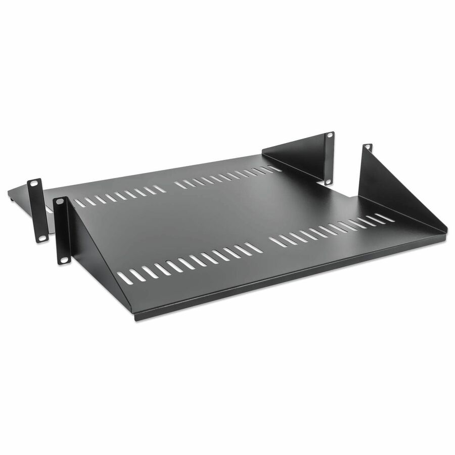 19" Double-Sided Cantilever Shelf, 2U, Double-Sided Shelf for 19" Rack, Max 25kg, Black, Three Year Warranty