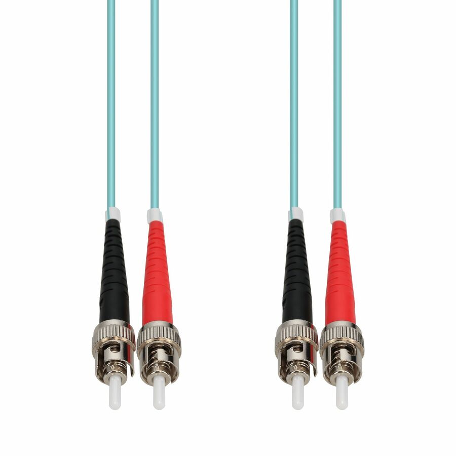 AddOn 1m ST to ST Aqua OM4 Duplex OFNR (Riser-Rated) TAA MMF (Multi Mode) Fiber Patch Cable, 50/125