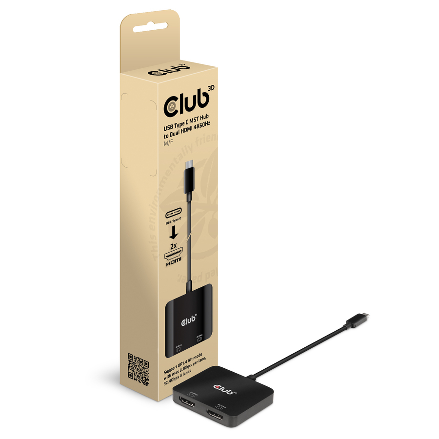 Club 3D USB Type C MST Hub to Dual HDMI 4K60Hz M/F