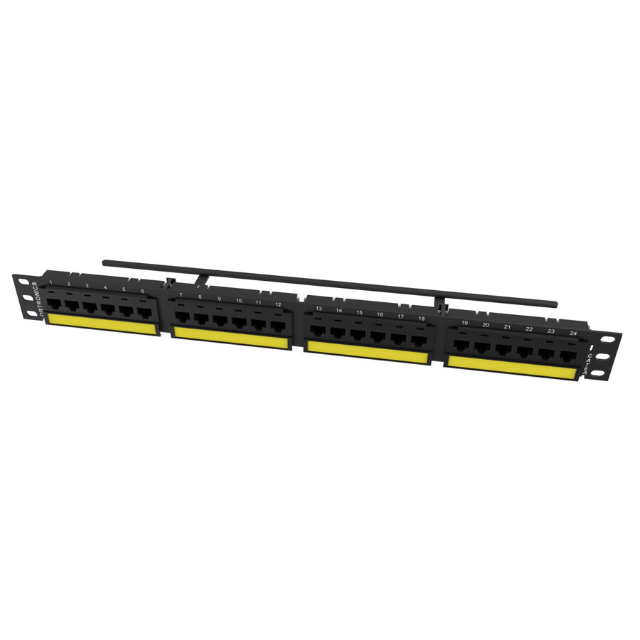 Ortronics Category 6A TechChoice Flat Patch Panel 24 Port 2RU Black