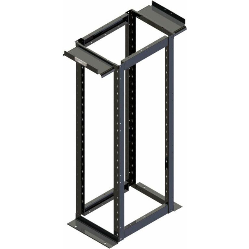 Ortronics MM20 4-Post Rack, 30" , 7 ft, 45 RU, Fixed Taped Rails, Black