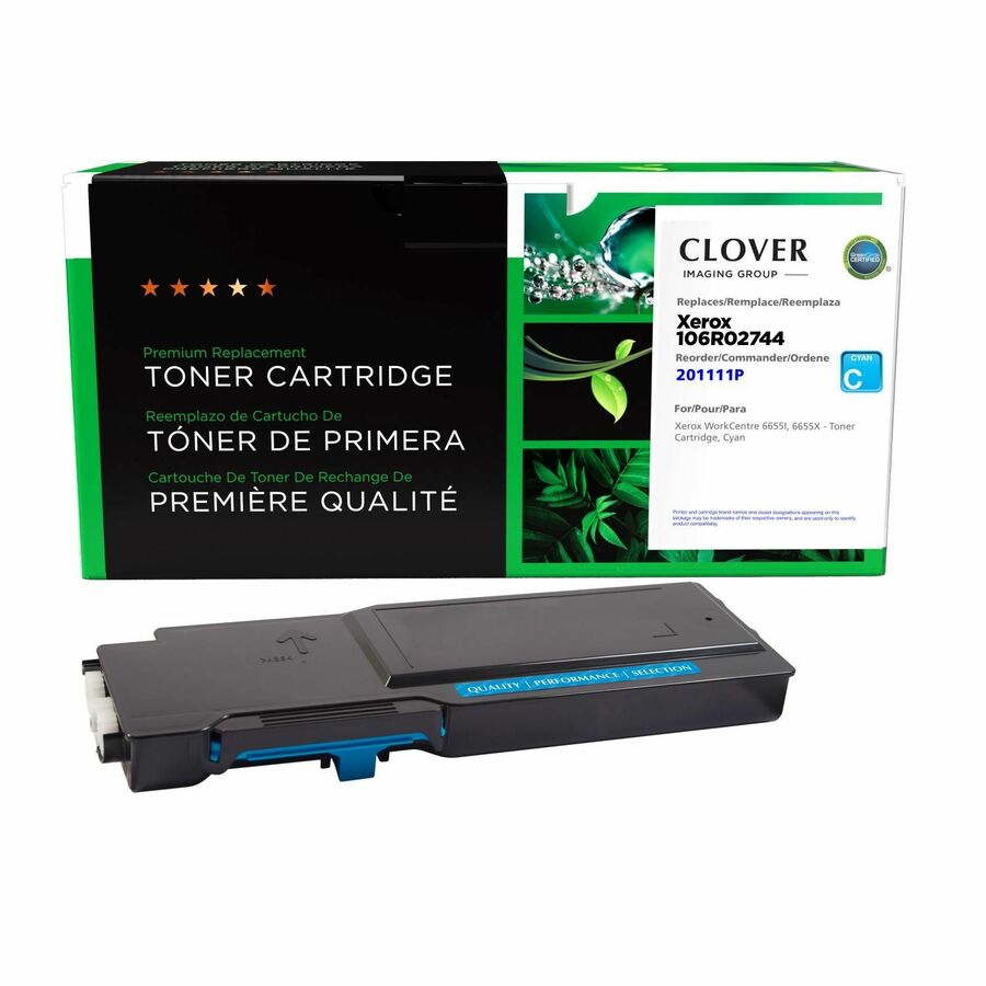 Clover Imaging Remanufactured Cyan Toner Cartridge for Xerox 106R02744
