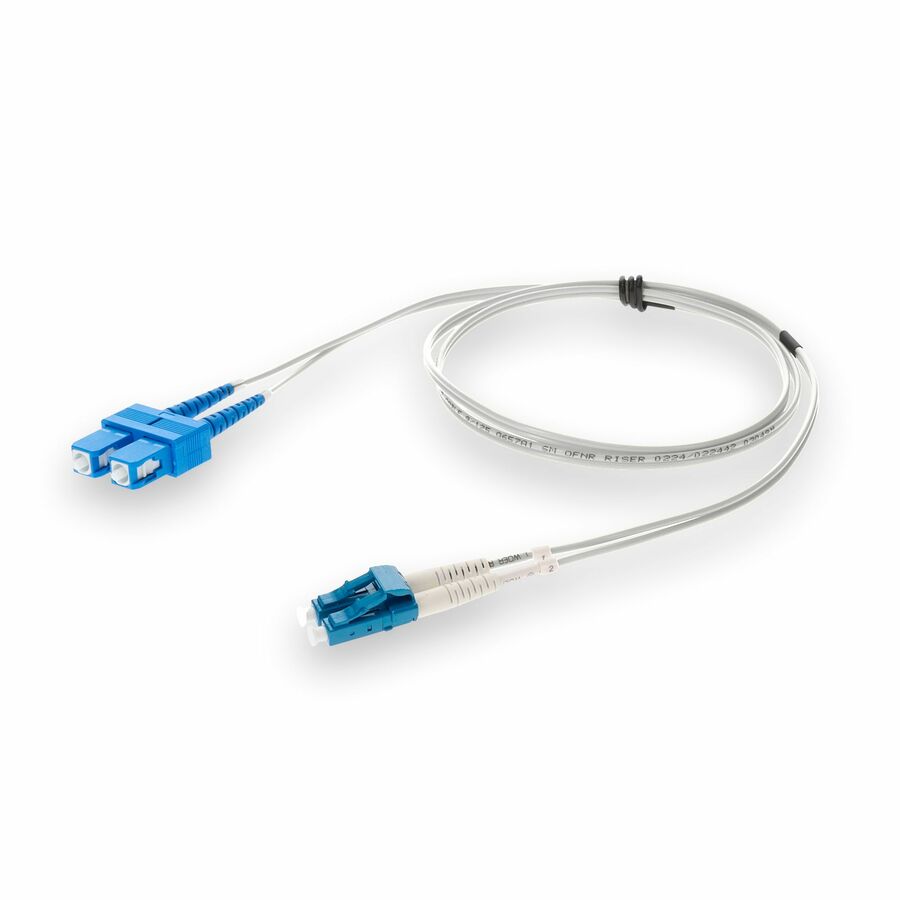 AddOn 3m SC to LC Gray OS2 Duplex OFNR (Riser-Rated) SMF Fiber Patch Cable