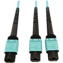 Eaton Tripp Lite Series 400G Multimode 50/125 OM4 Plenum Fiber Optic Cable, 24F MTP/MPO-PC to (x2) 12F MTP/MPO-PC (F/F), Aqua, 5 m