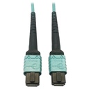 Tripp Lite by Eaton 400G Multimode 50/125 OM4 Plenum-Rated Fiber Optic Cable 24F MTP/MPO-PC (F/F) Aqua 5 m