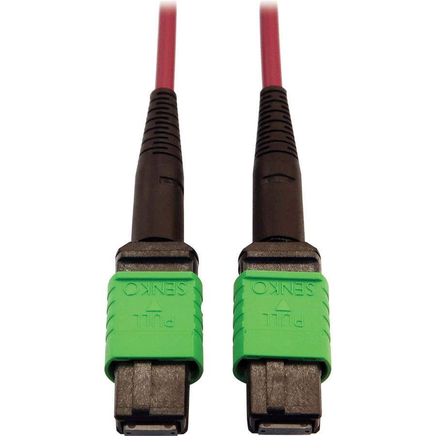 Eaton Tripp Lite Series 400G Multimode 50/125 OM4 Plenum-Rated Fiber Optic Cable, 16F MTP/MPO-APC (F/F), Magenta, 5 m