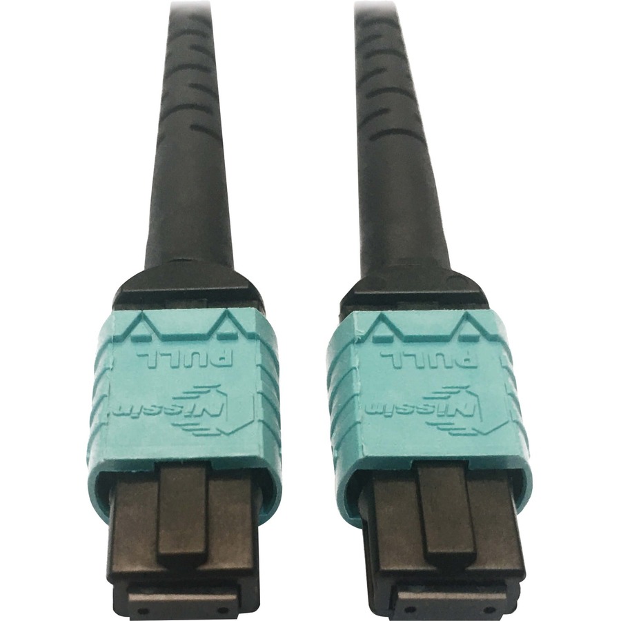 Eaton Tripp Lite Series 400G Multimode 50/125 OM4 Plenum-Rated Fiber Optic Cable, 24F MTP/MPO-PC (F/F), Aqua, 1 m