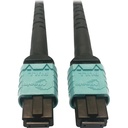 Eaton Tripp Lite Series 400G Multimode 50/125 OM4 Plenum-Rated Fiber Optic Cable, 24F MTP/MPO-PC (F/F), Aqua, 1 m