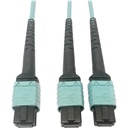 Eaton Tripp Lite Series 400G Multimode 50/125 OM4 Plenum Fiber Optic Cable, 24F MTP/MPO-PC to (x2) 12F MTP/MPO-PC (F/F), Aqua, 1 m