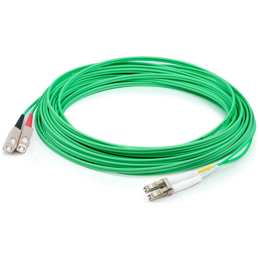 AddOn 3m SC to LC Green OM1 Duplex OFNR (Riser-Rated) MMF Fiber Patch Cable