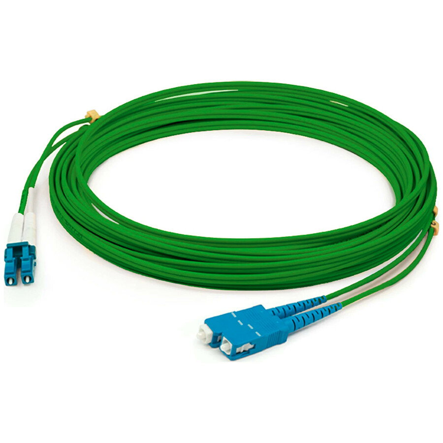 AddOn 20m SC to LC Green OM1 Duplex OFNR (Riser-Rated) MMF Fiber Patch Cable