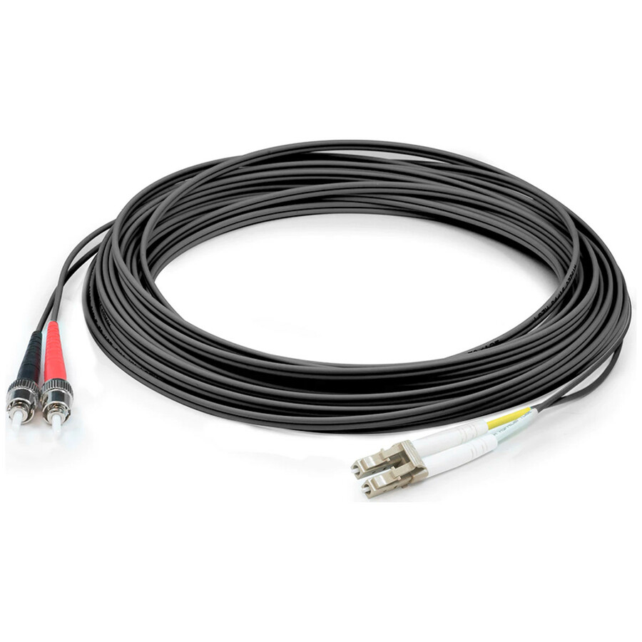 AddOn 2m ST to LC Black OM3 Duplex OFNR (Riser-Rated) Fiber Patch Cable
