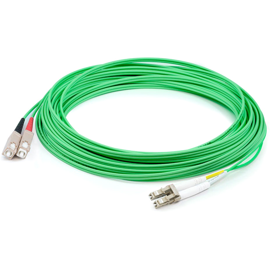 AddOn 6m SC to LC Green OM1 Duplex OFNR (Riser-Rated) MMF Fiber Patch Cable