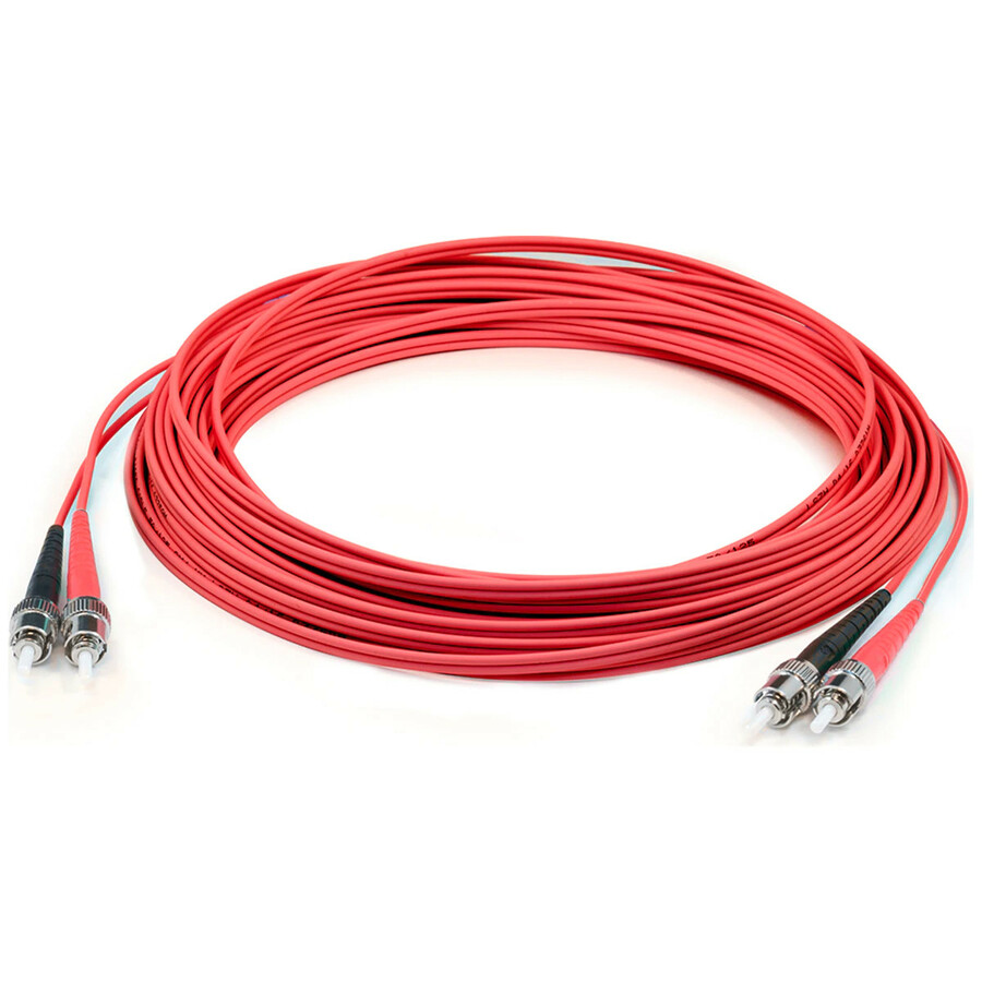 AddOn 20m ST to ST Red OM3 Duplex OFNR (Riser-Rated) Fiber Patch Cable
