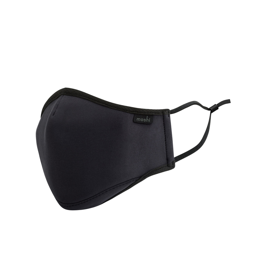 Moshi OmniGuard™ Mask with 3 Replaceable Nanohedron Filters - Ocean Black (M) PM 0.075 Filtration, Anti-bacterial Treatment, Washable and Reusable, Includes Carry Pouch