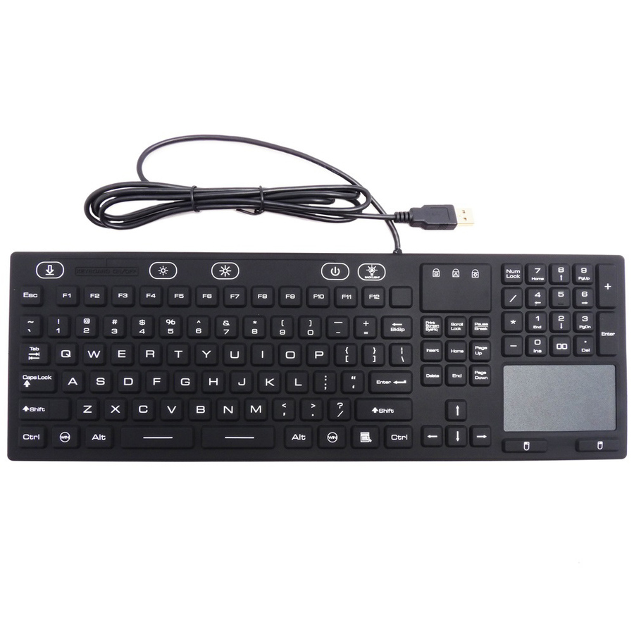 DSI WATERPROOF IP68 FULL SIZE KEYBOARD WITH TOUCHPAD, LED BACKLIT
