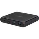 Manhattan Charging Station, 2x USB-C and 2x USB-A Ports, USB-C Outputs: 1x 60W and 1x 30W, USB-A Outputs: 2x 18W (Qualcomm Quick Charge), Stand & 3M tape (under desk mounting) included, Cable 1m, Black (Power Cable: Euro 2-pin plug to C7 figure-of-8 connector), Box