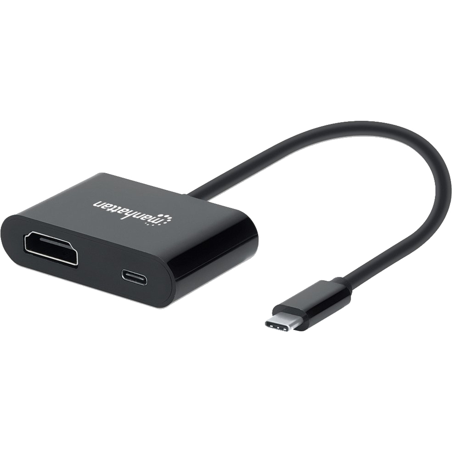 USB-C to HDMI and USB-C (inc Power Delivery), 4K@60Hz, 19.5cm, Black, Power Delivery to USB-C Port (60W), Male to Females, Lifetime Warranty, Equivalent to CDP2HDUCP