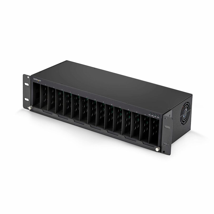StarTech 15-Slot Unmanaged Media Converter Chassis, 19in Rackmount for MCM Media Converter Series, Active Cooling, TAA Compliant