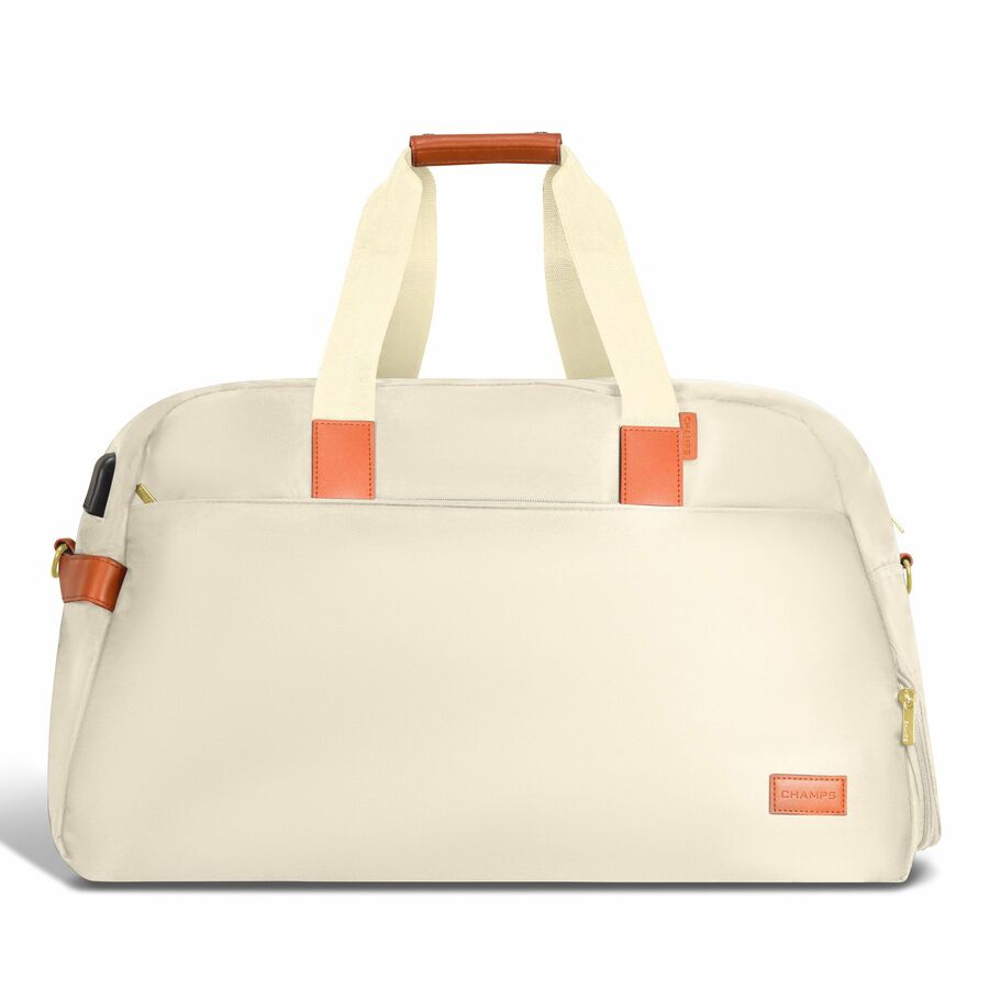 Champs Vintage Carrying Case (Duffel) for 11" to 15.6" Notebook, Tablet, Glasses, Travel, Shoes - Ivory