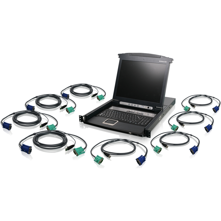 IOGEAR 8-Port LCD Combo KVM Switch with USB KVM Cables (TAA Compliant)
