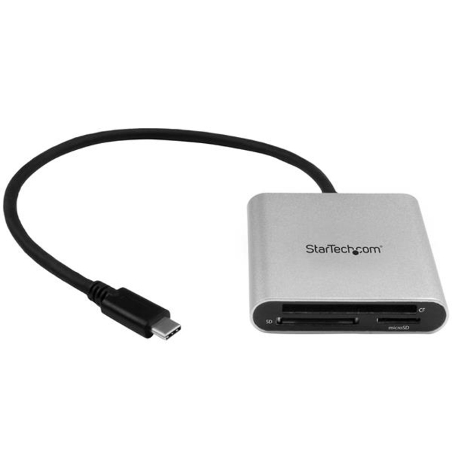 StarTech USB 3.0 Flash Memory Multi-Card Reader / Writer with USB-C - SD microSD and CompactFlash Card Reader w/ Integrated USB-C Cable