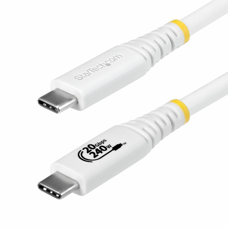 StarTech 6ft (1.8m) USB4 Cable, 20Gbps, USB-IF Certified USB-C Cable, 240W PD EPR, 4K 120Hz DP 2.1, TPE Jacket, White USB-C Cord