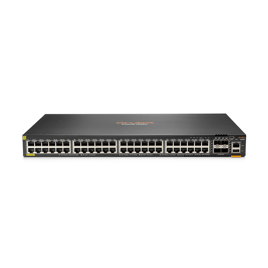 HPE 6300F 48-port 1GbE Class 4 PoE and 4-port SFP56 Switch