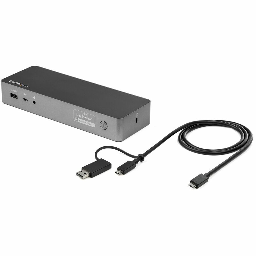 StarTech Universal Laptop Docking Station, Hybrid USB-C & USB-A Dock, Dual 4K DP & HDMI, 60W PD, Mac / Windows / Chrome OS, GbE