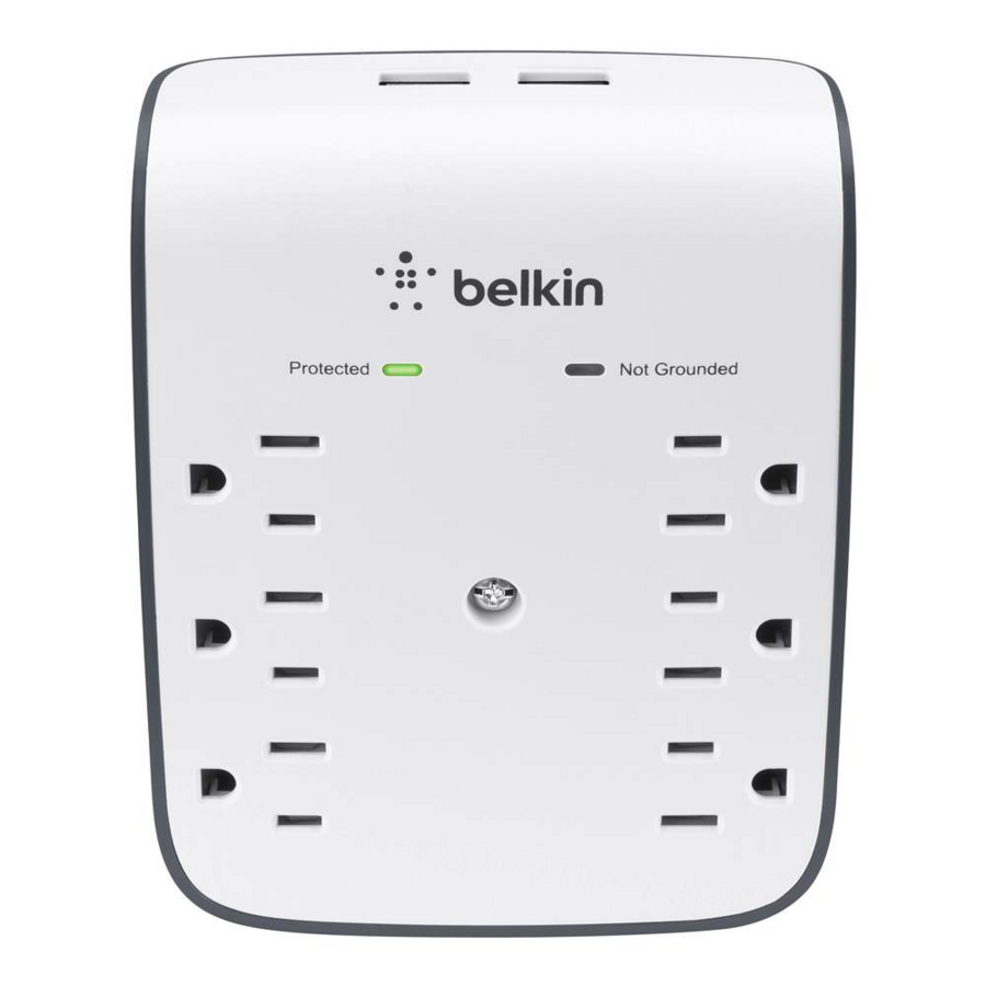 Belkin 6 Outlet Surge Protector w/ 2 USB Ports - Safe Charge for Mobile Devices, Tablets, & More - 900 Joules