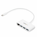 StarTech 3 Port USB C Hub with Gigabit Ethernet - USB-C to 3x USB-A - USB 3.0 - White - USB Hub with GbE - USB-C to USB Adapter - USB Type C Hub