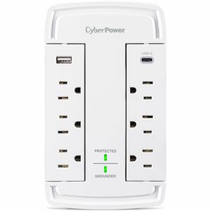 CyberPower CSP6WSUC Home and Office 6 - Outlet Surge Protector with 2400 J Surge Suppression