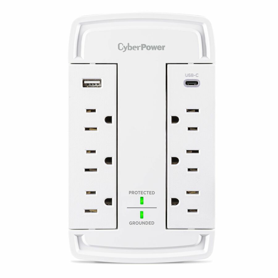 CyberPower CSP6WSUC Home and Office 6 - Outlet Surge Protector with 2400 J Surge Suppression