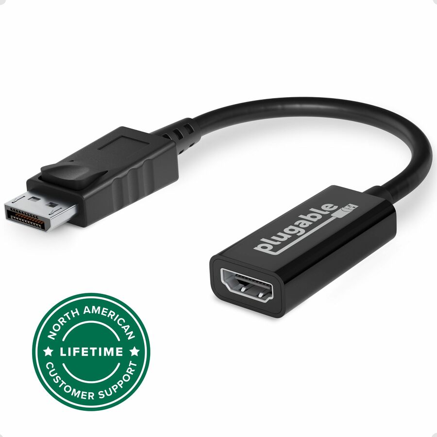 Plugable Active DisplayPort to HDMI Adapter - Connect any DisplayPort-Enabled PC or Tablet to an HDMI Enabled Monitor, TV or Projector for Ultra-HD Video Streaming (HDMI 2.0 up to 4K 3840x2160 @60Hz)