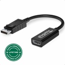 Plugable Active DisplayPort to HDMI Adapter - Connect any DisplayPort-Enabled PC or Tablet to an HDMI Enabled Monitor, TV or Projector for Ultra-HD Video Streaming (HDMI 2.0 up to 4K 3840x2160 @60Hz)