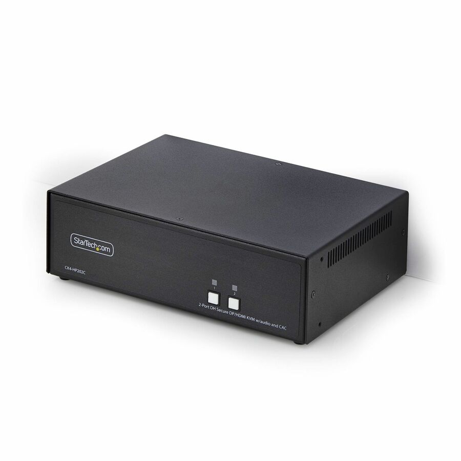 StarTech Secure 2-Port Dual-Monitor KVM Switch, HDMI or DisplayPort, 4K 60Hz, NIAP 4.0, CAC, Made in the USA