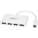 StarTech 4 Port USB C Hub with 4x USB-A (USB 3.0 SuperSpeed 5Gbps) - USB Bus Powered - Portable/Laptop USB Type-C Adapter Hub - White