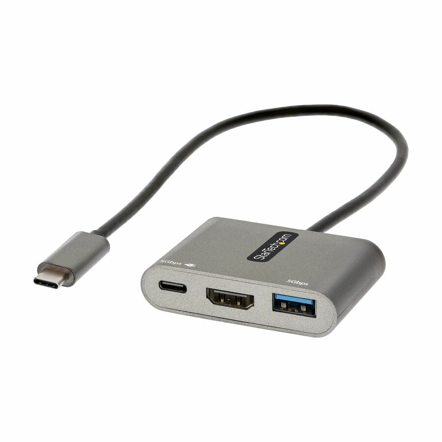 StarTech USB C Multiport Adapter, USB-C to HDMI 4K, 100W PD Pass-Through, USB 3.0 Hub 5Gbps (1xC/1xA), USB-C Mini Dock/Travel Dock