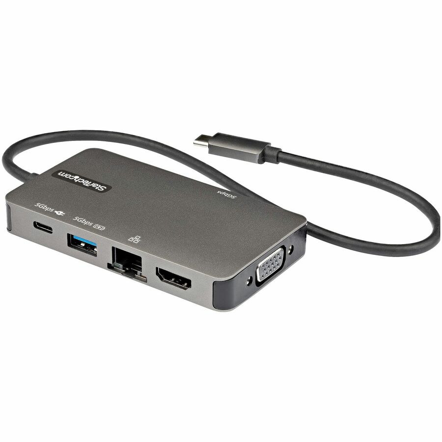 StarTech USB-C Multiport Adapter, USB C to 4K HDMI or VGA, USB Type-C Mini Dock, 100W PD Passthrough, 3x USB 3.0, GbE, 12" Long Cable