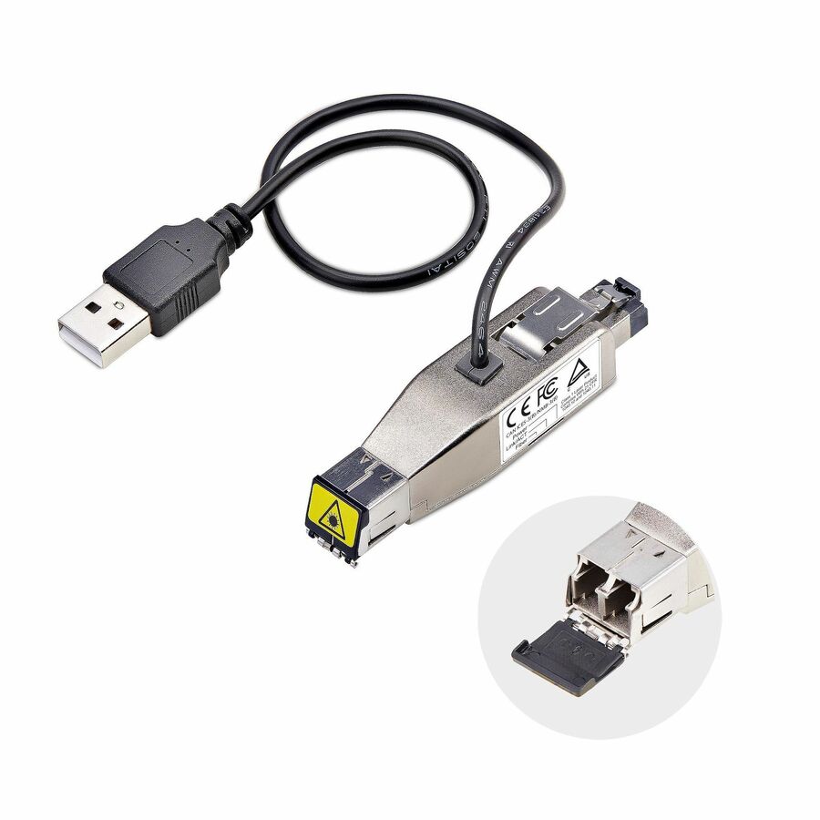StarTech Gigabit Fiber to RJ45 Ethernet Media Converter Dongle, USB Powered, SMF/MMF, Single/Multimode Optical Fiber, TAA