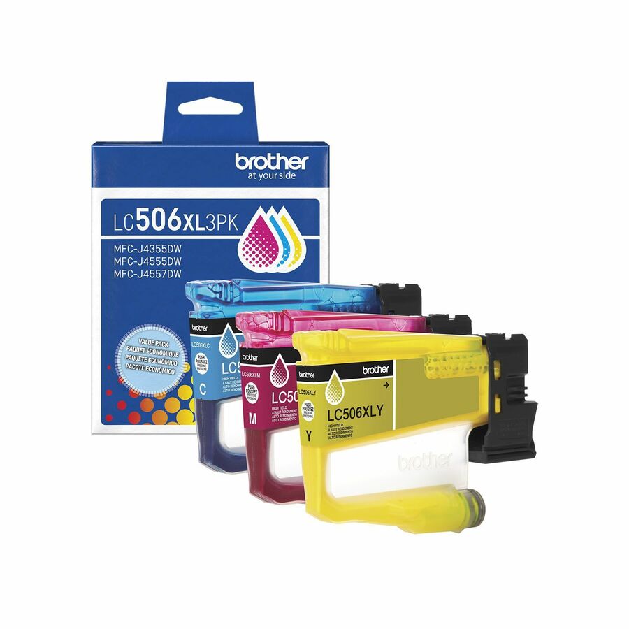Brother Genuine LC506XL 3PK 3 Pack of High Yield Cyan, Magenta, and Yellow Ink Cartridges