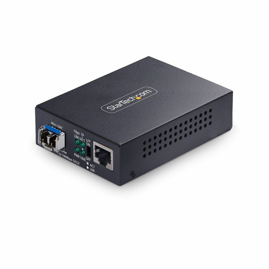 StarTech Gigabit Ethernet Copper-to-Fiber Media Converter, SM LC, 20km, 10/100/1000 Mbps, RJ45 to LC, 9K Jumbo Frames, TAA Compliant