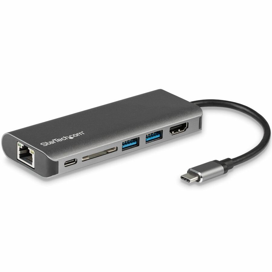 StarTech USB C Multiport Adapter - Portable USB Type-C Travel Dock - 4K HDMI, 2-pt USB Hub, SD, GbE, 60W PD Pass-Through - Laptop Dock